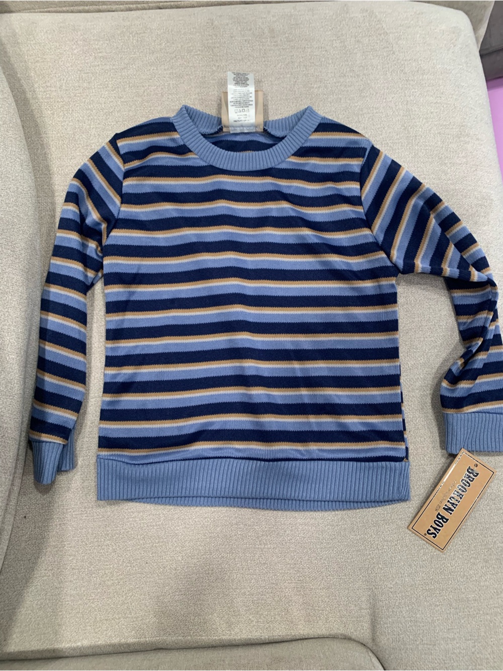 Brooklyn Boys Blue Striped Kids Top - Blue/Navy